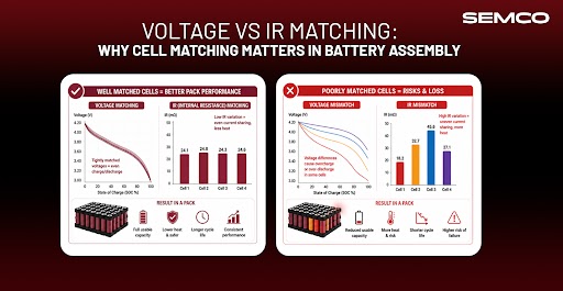Voltage vs IR Matching: Why Cell Matching Matters in Battery Assembly 1 - SEMCO INFRATECH Voltage vs IR Matching